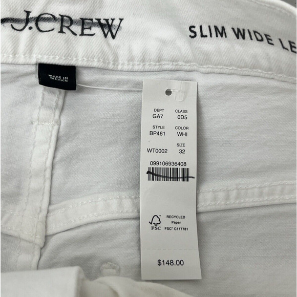 J Crew Slim Wide Leg Jean in White Wash Womens 32 Denim Jeans - Picture 10 of 12